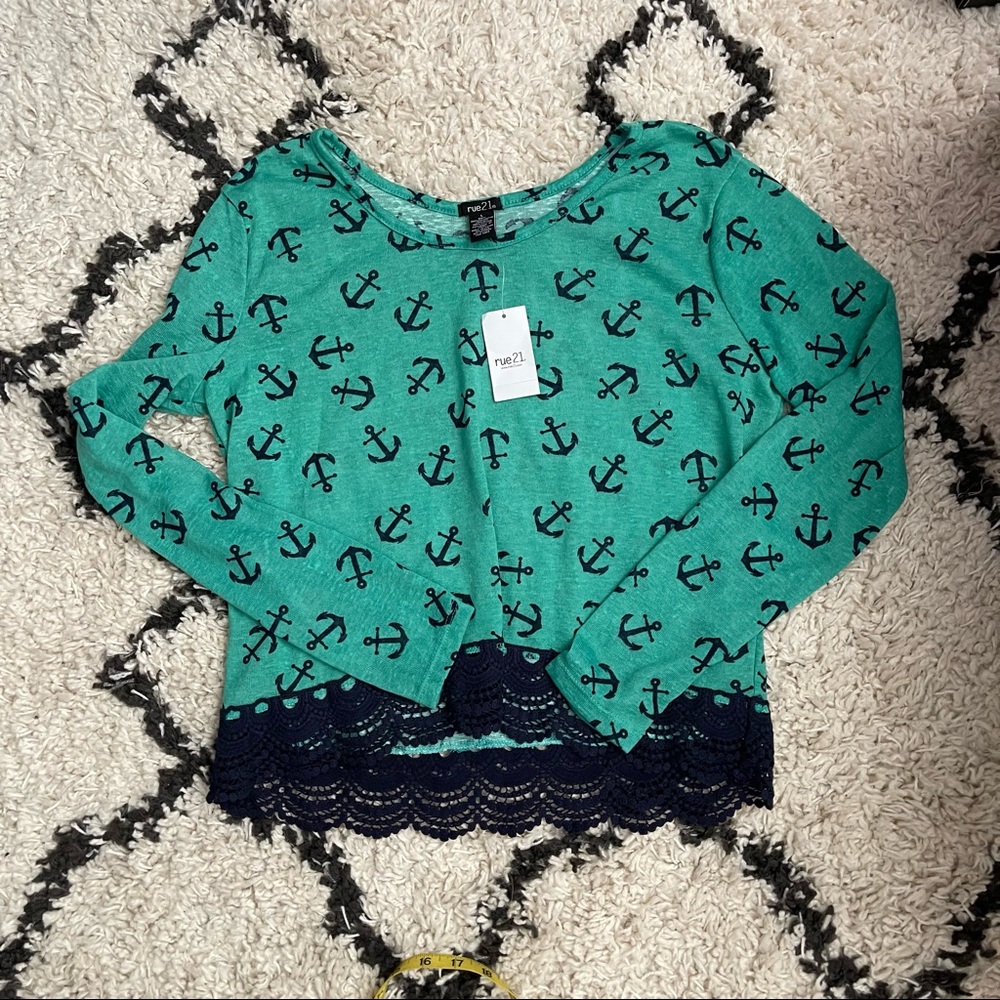 NWT Rue21 Anchor printed long sleeve top